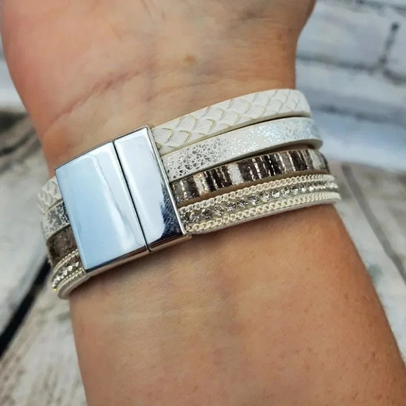 Light Multi Band Boho Bracelet with Magnetic Clasp - Picture 8 of 15